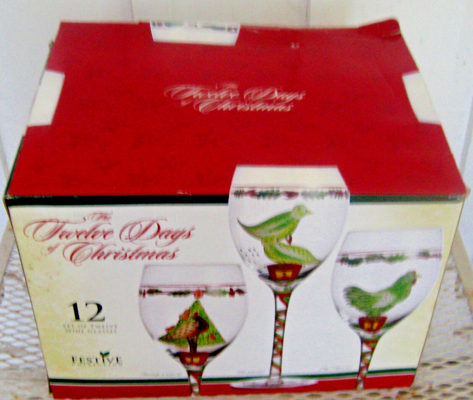 Festive Collection The Twelve Days of Christmas Wine Goblets MIB