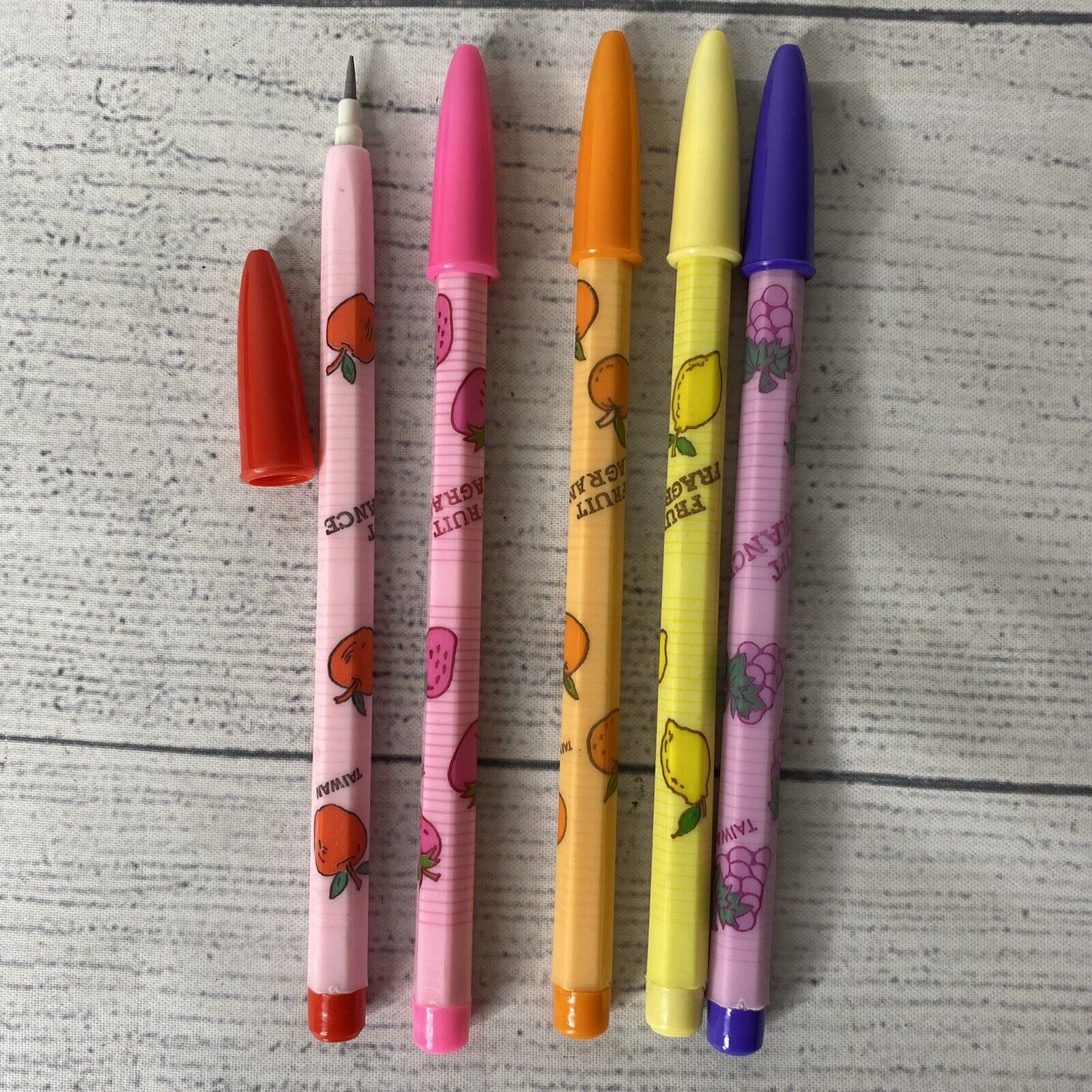 5 Vintage 80\'s Scented Pop a Point Pencils Fruit No Sharpening Needed Bensia New