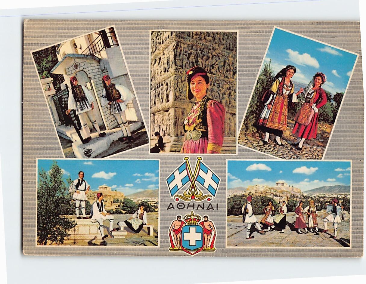Postcard Greek Costumes, Athens, Greece