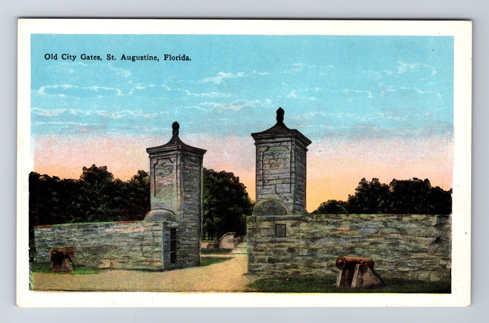 St Augustine FL-Florida, Old City Gates, Antique, Vintage Postcard