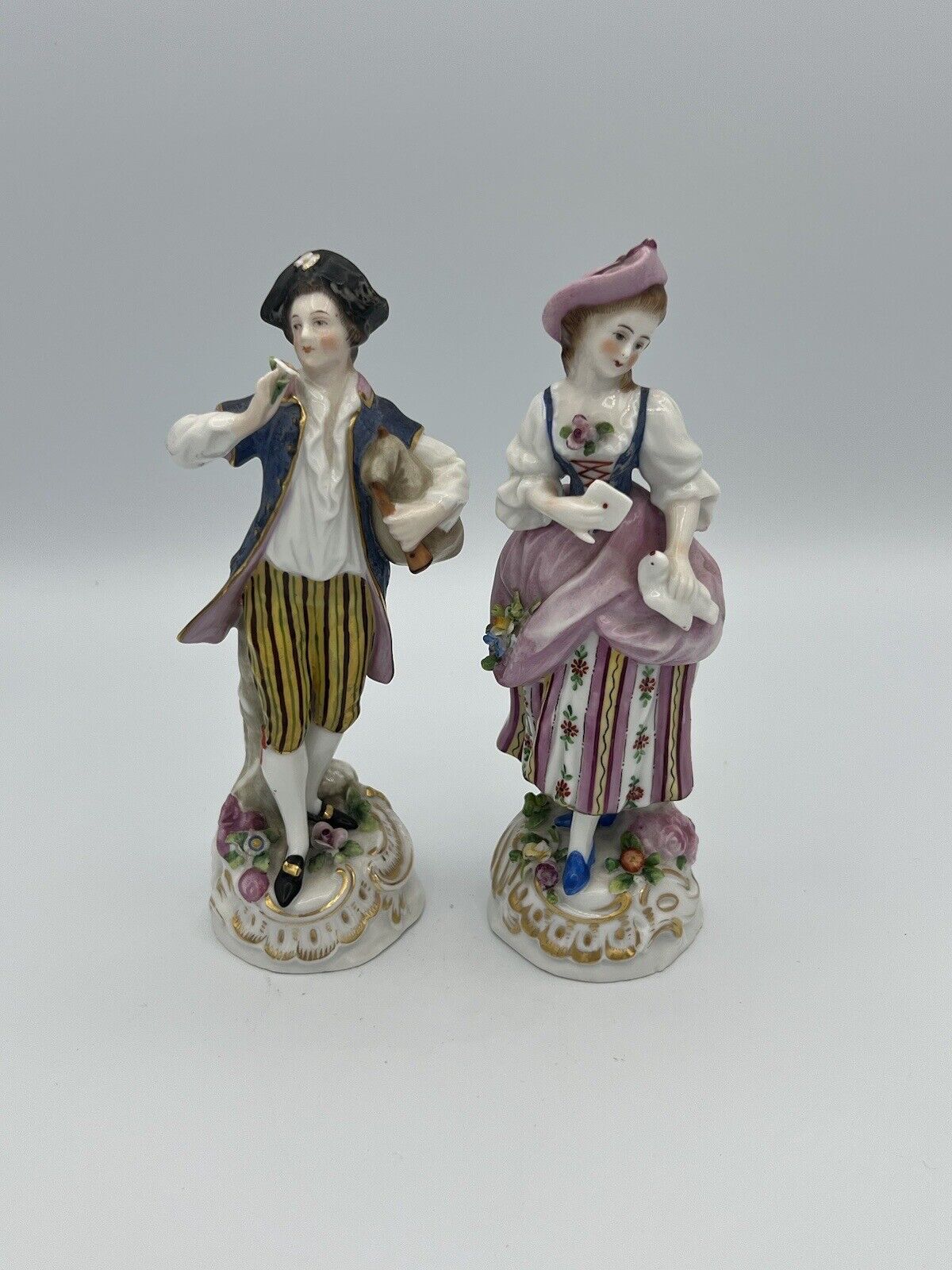 Antique French Edme Samson Lovely Couple Porcelain Figurines