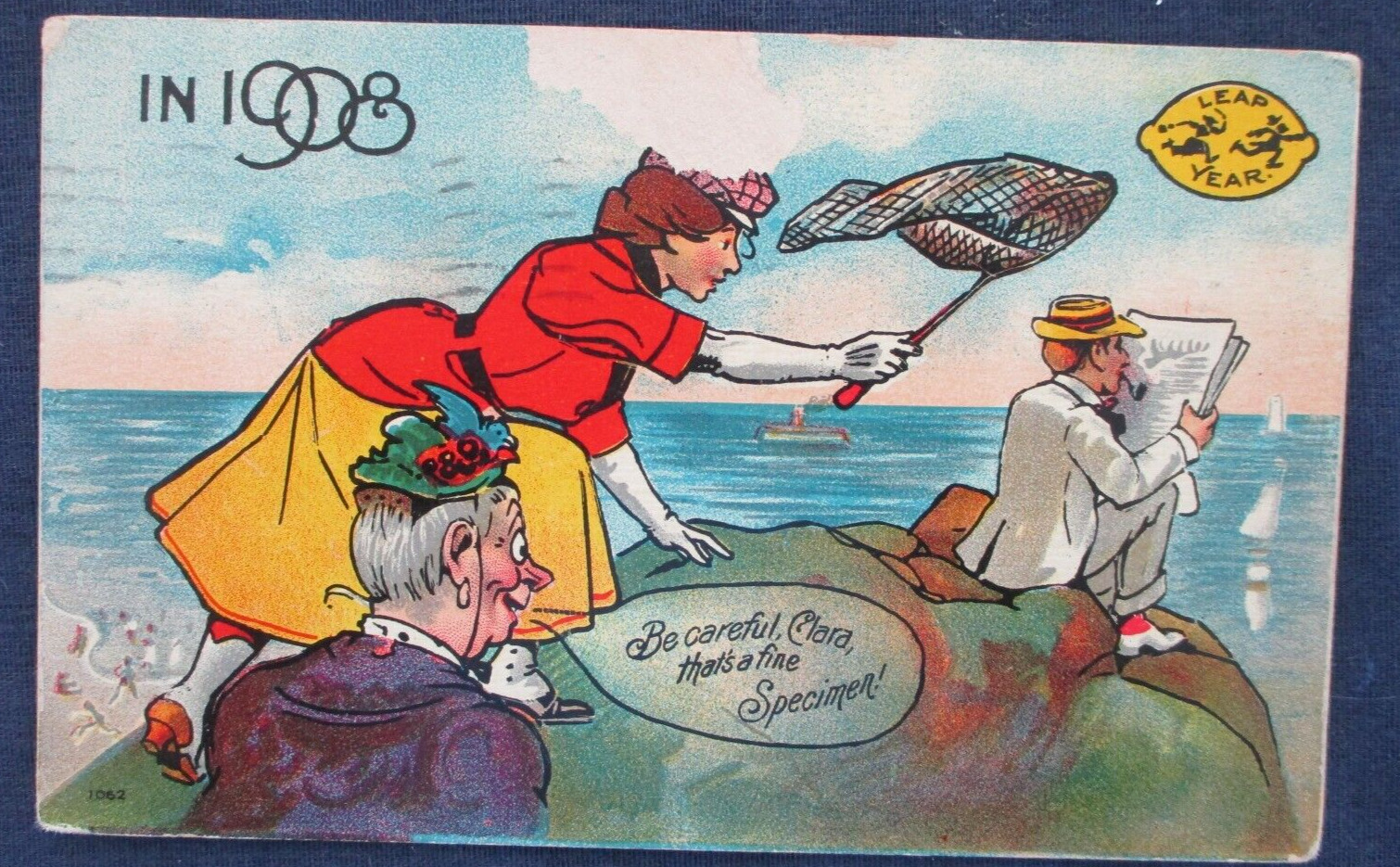 1908 Leap Year Comic Greeting Postcard