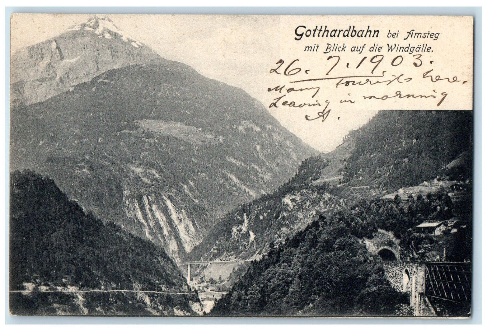 1903 Gotthardbahn near Amsteg with a View of the Windgalle Switzerland Postcard