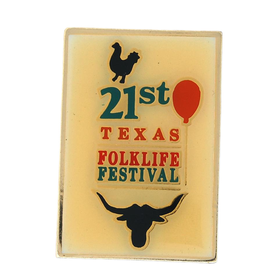 Vintage 21st Texas FolkLife Festival Enamel Lapel Hat Pin