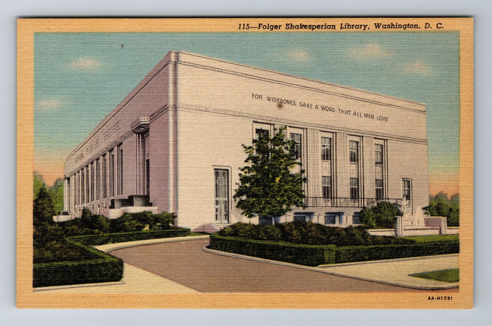 Washington DC-Folger Shakesperian Library, Antique, Vintage Souvenir Postcard