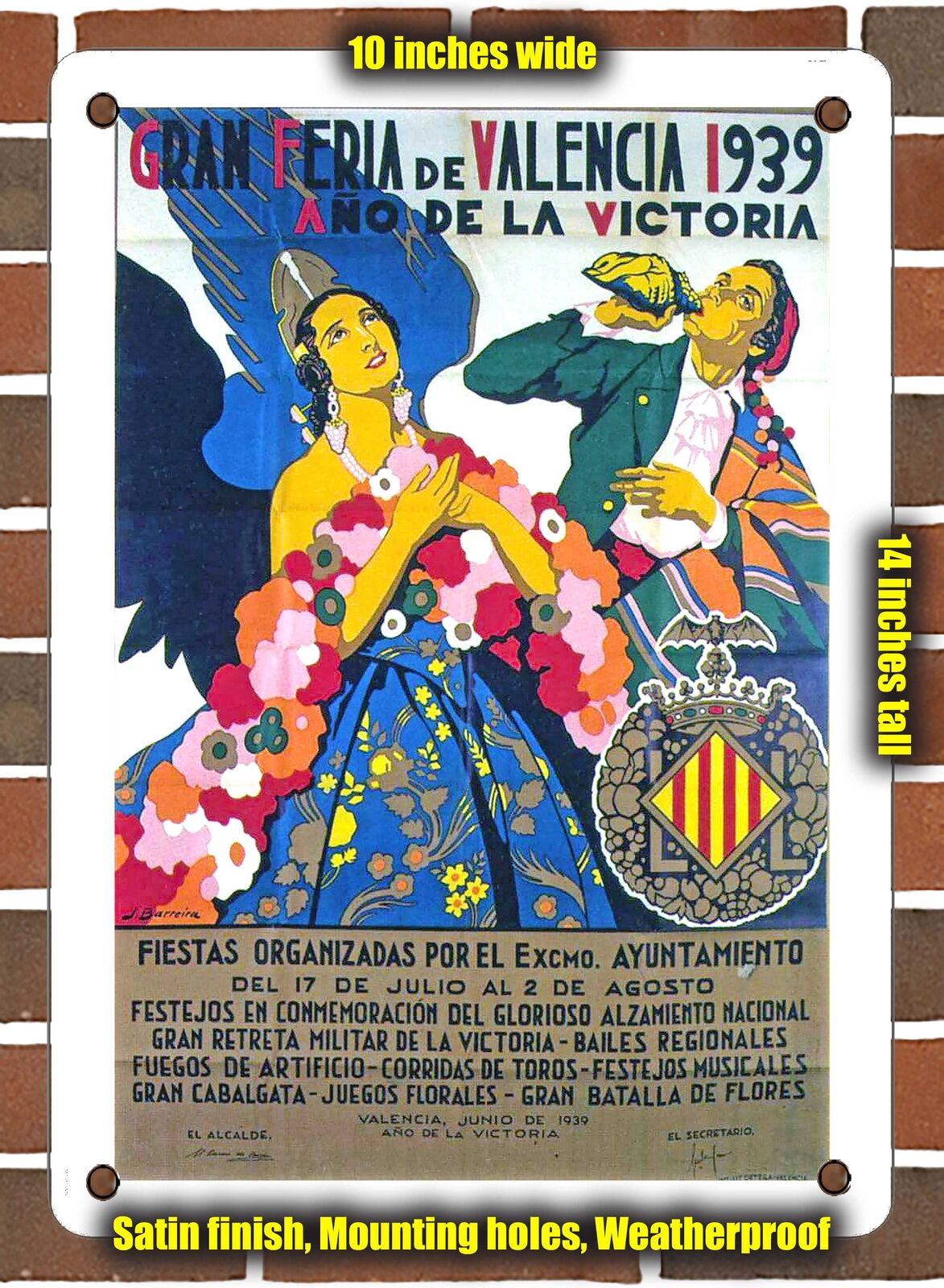 METAL SIGN - 1939 Great Fair of Valencia - 10x14 Inches