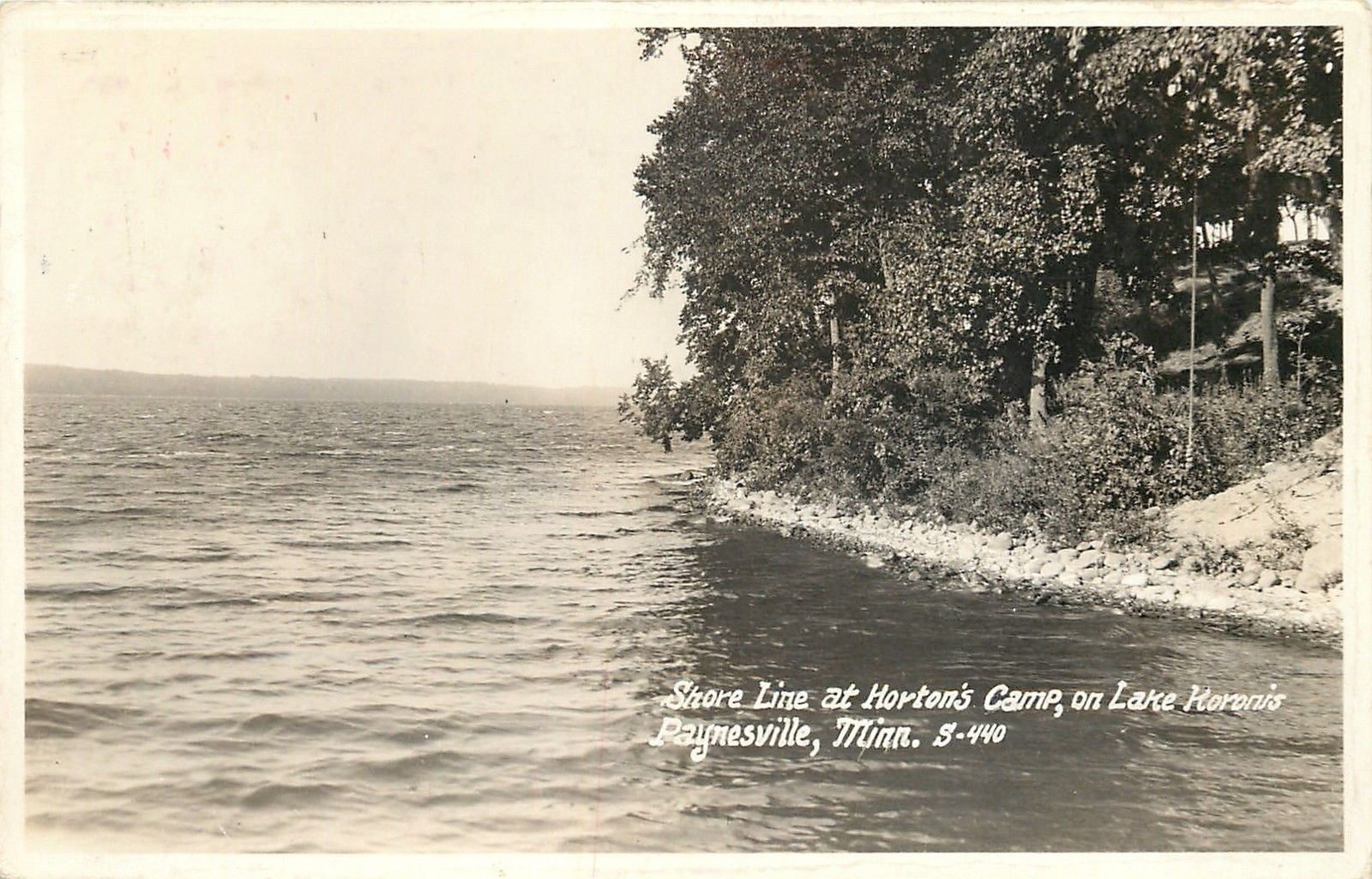 Paynesville Minnesota~Lake Koronis~Rocky Shore Line at Horton\'s Camp~1933 RPPC