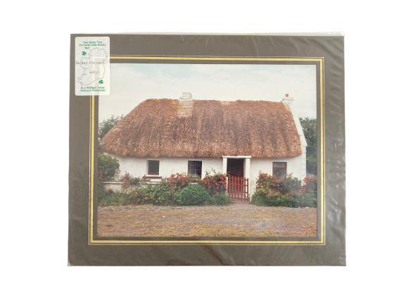 Vintage Enlarged Color Print of Galway Cottage Ireland Flynns Matted Sealed