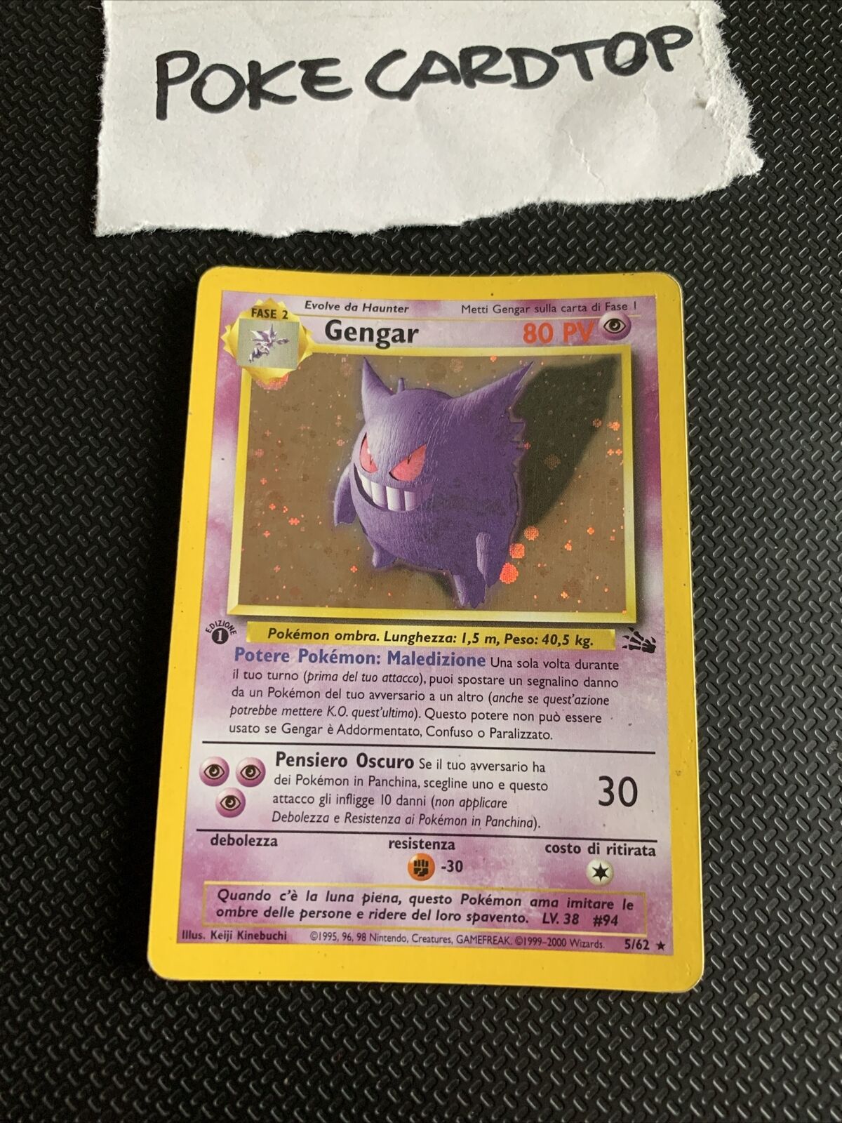 Pokemon Card Gengar 5/62 1ST-Fossil-Ita-Holo-Good