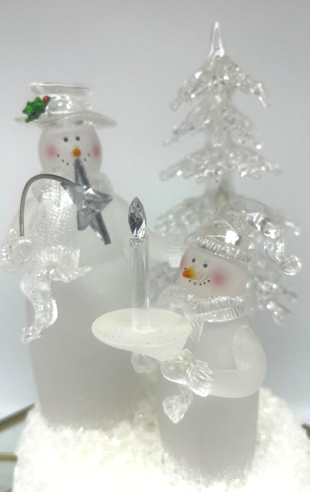 Whimsical, Changing Light, Acrylic, Christmas Snowmen, Figurine **READ**
