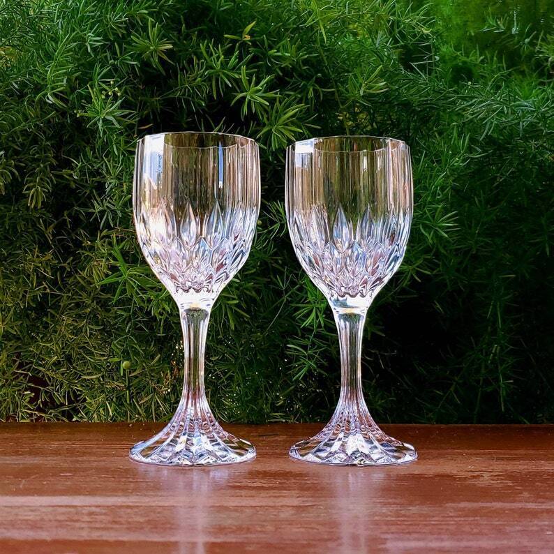 Set of 2 Cristal d\'Arques Wine Glasses (Made in France, 1990s)