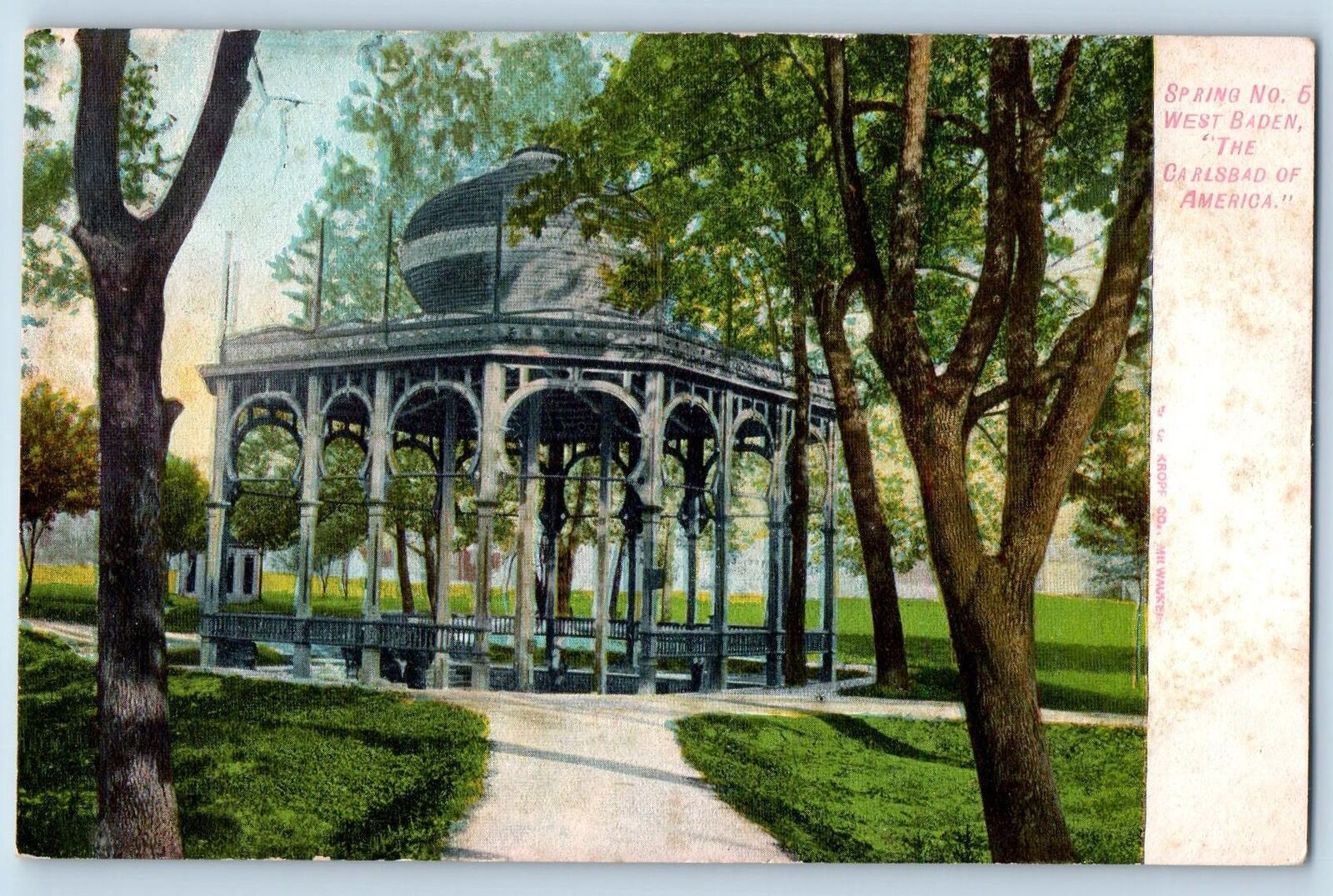 c1920's Spring No. 6 West Baden The Carlsbad Of America Indiana Vintage Postcard