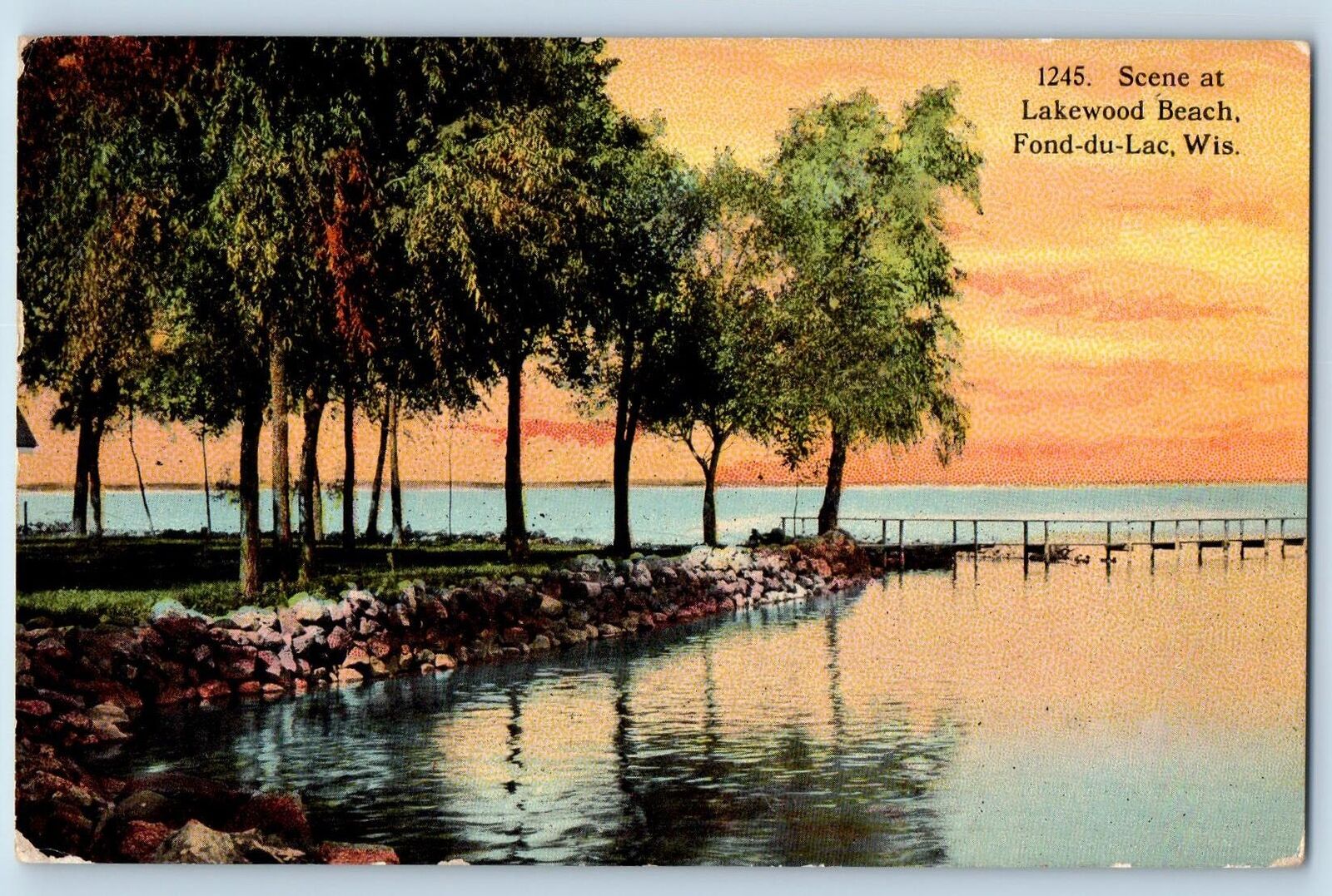 c1910\'s Scene At Lakewood Beach Truss Bridge View Fond Du Lac Wisconsin Postcard