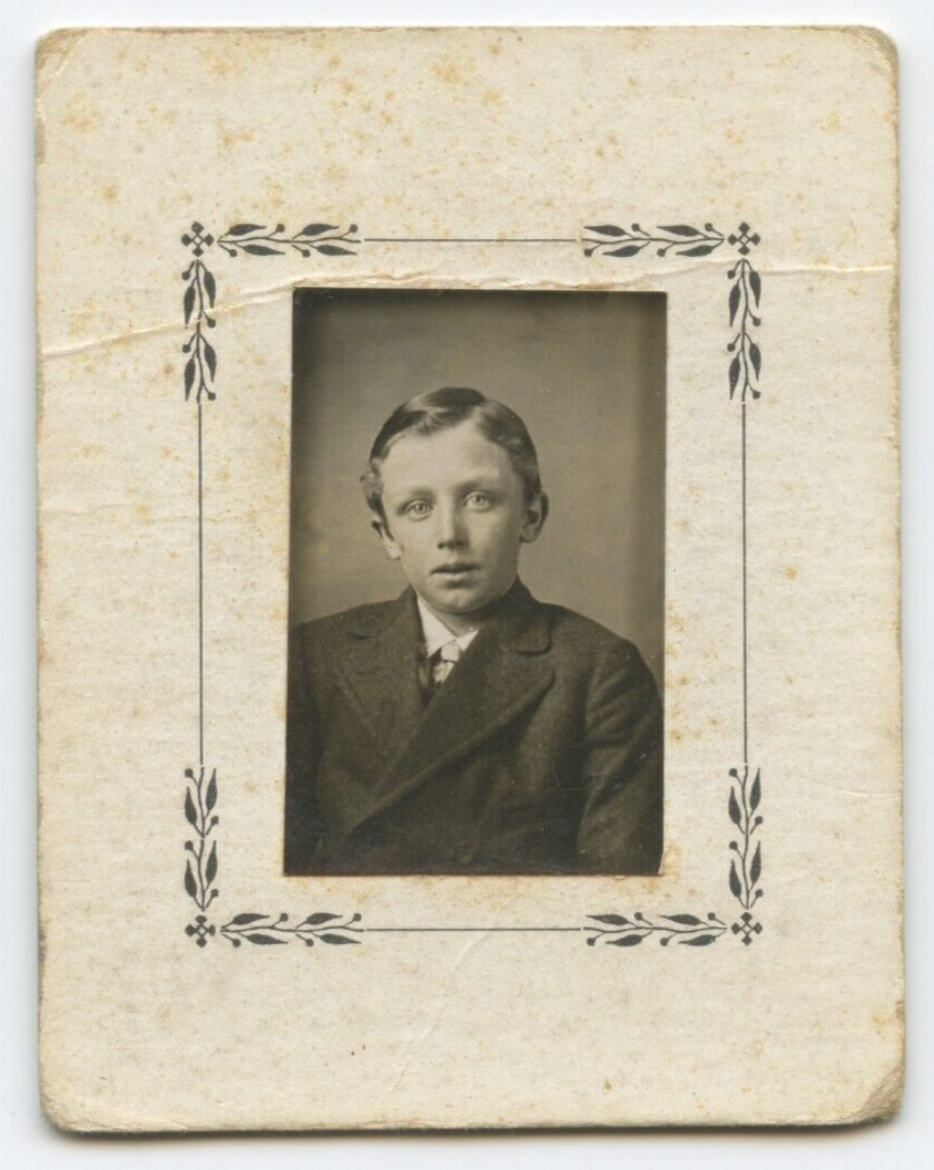 Antique Circa 1900s Mini Climax Photo — Handsome Boy in Suit