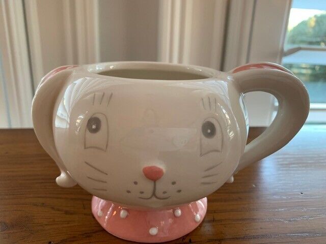 Johanna Parker Transpac Easter Bunny Rabbit Mug Cup Decor Pink White NEW