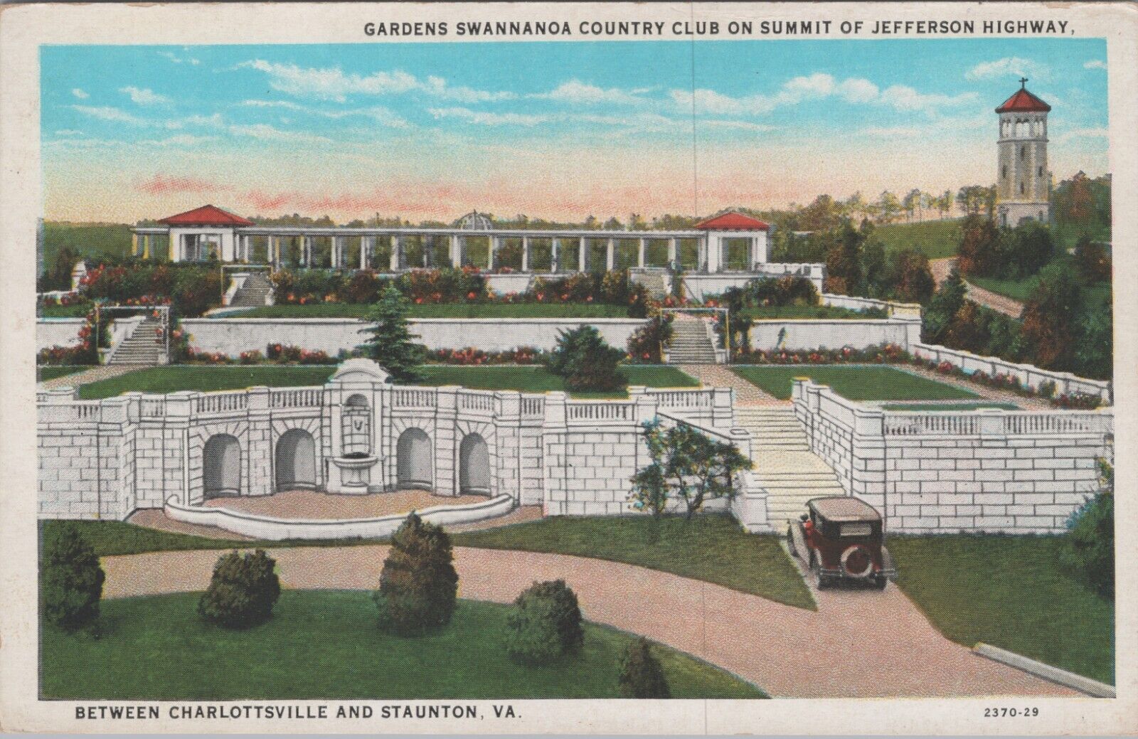 c1920s Postcard Gardens Swannanoa Country Club, Staunton, Virginia VA UNP 5392.4