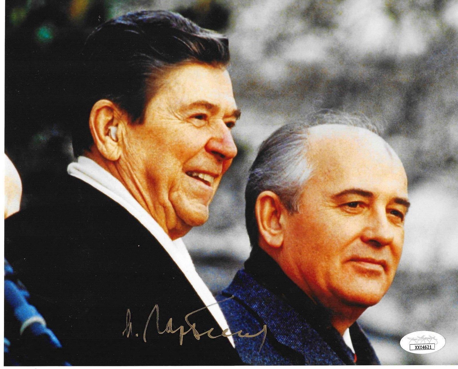 Mikhail Gorbachev with President Reagan signed photo Soviet leader JSA COA