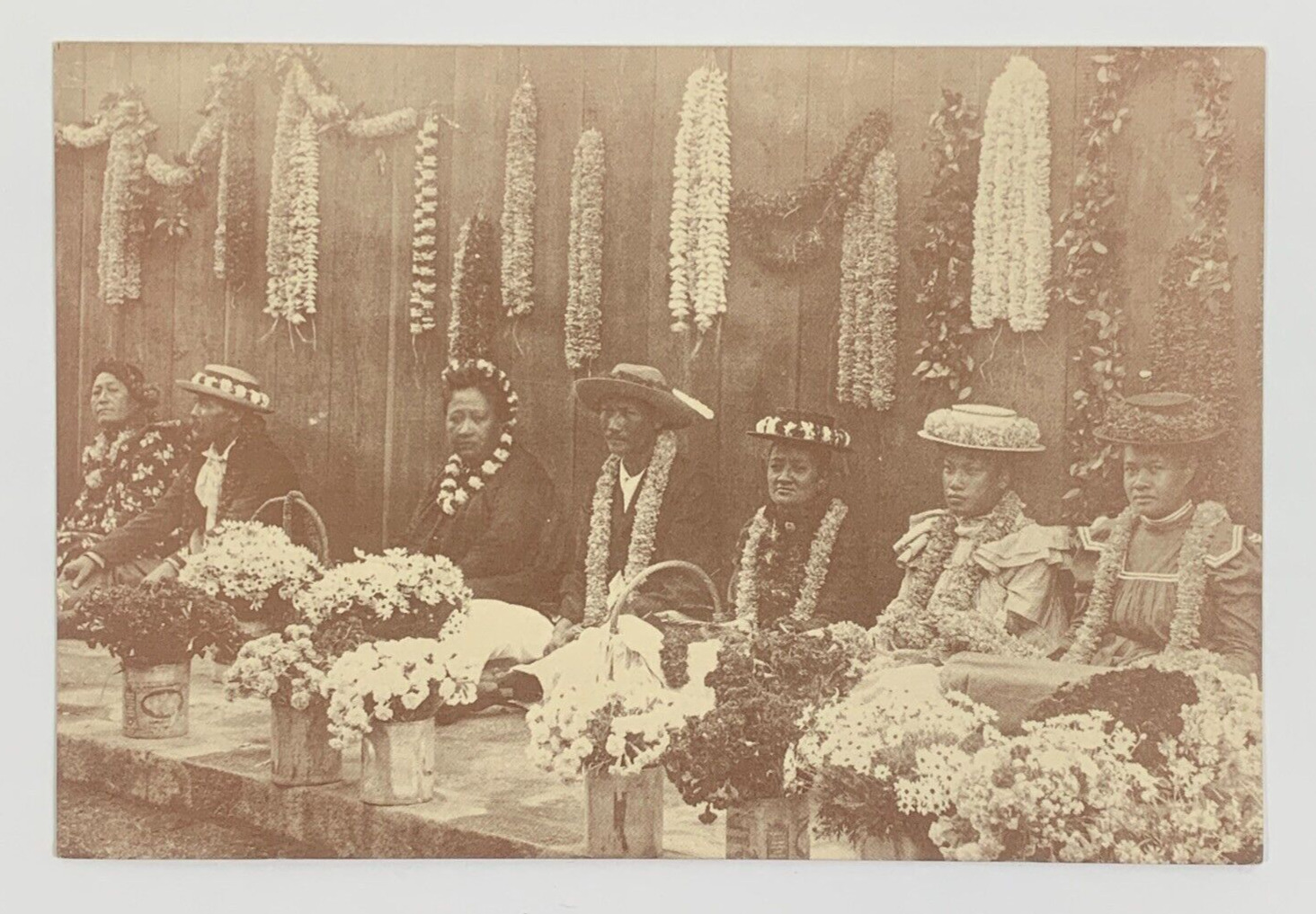 The Lei Sellers on Boat Day Downtown Honolulu Hawaii 1901 Postcard Unposted