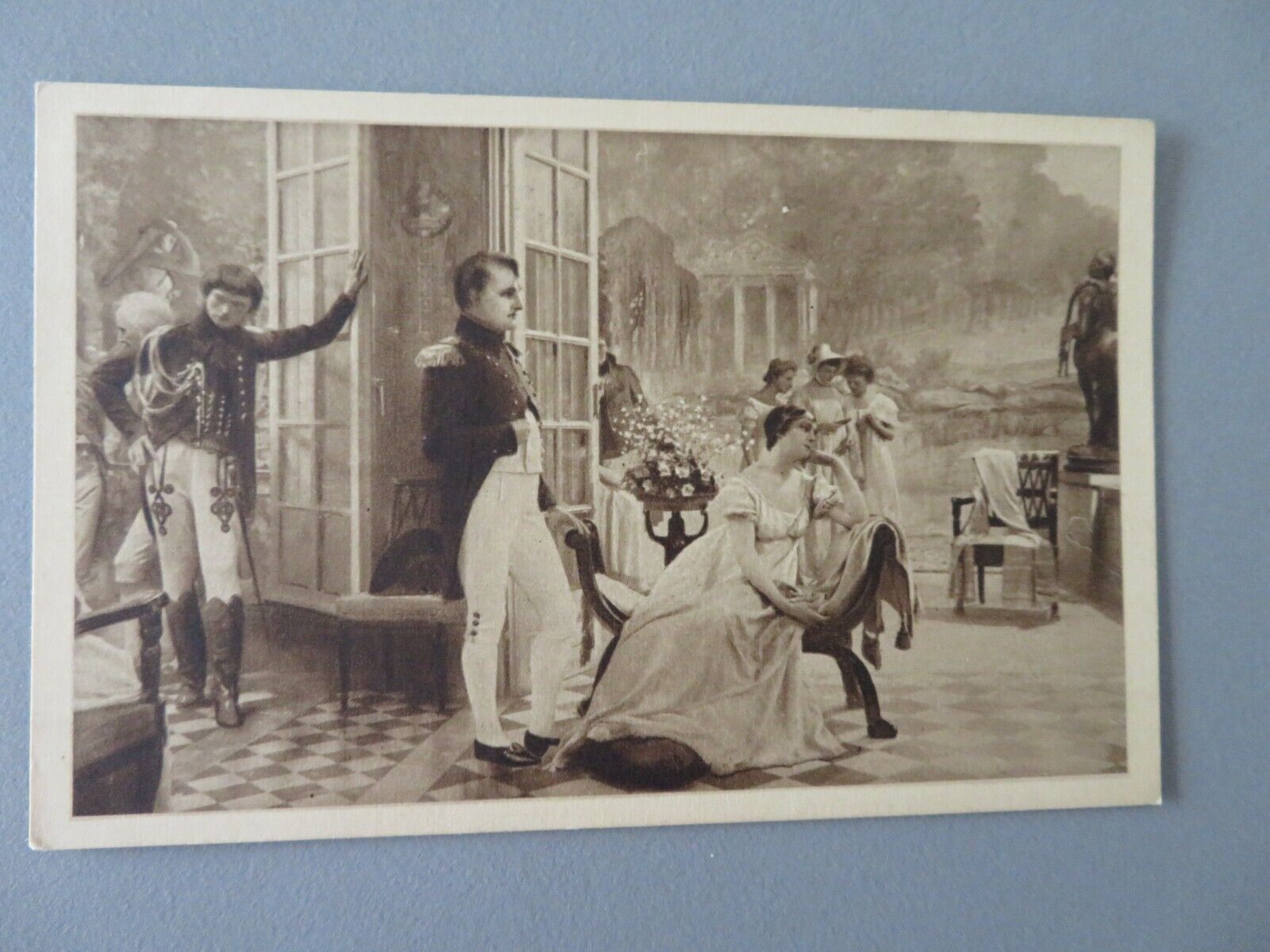 antique postcard  Napoleon Bonaparte and Joséphine in the palace of Malmaison