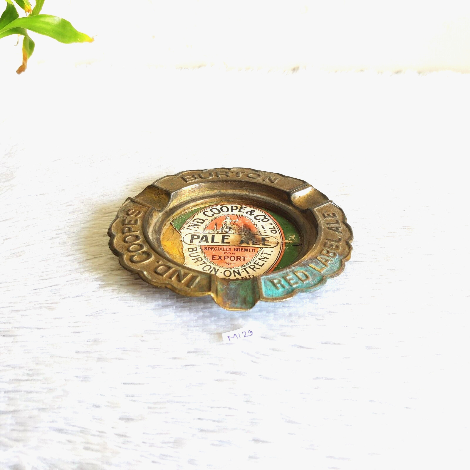 Vintage Red Label Ale Burton Ind Coope & Co Advertising Brass Ash Tray M129
