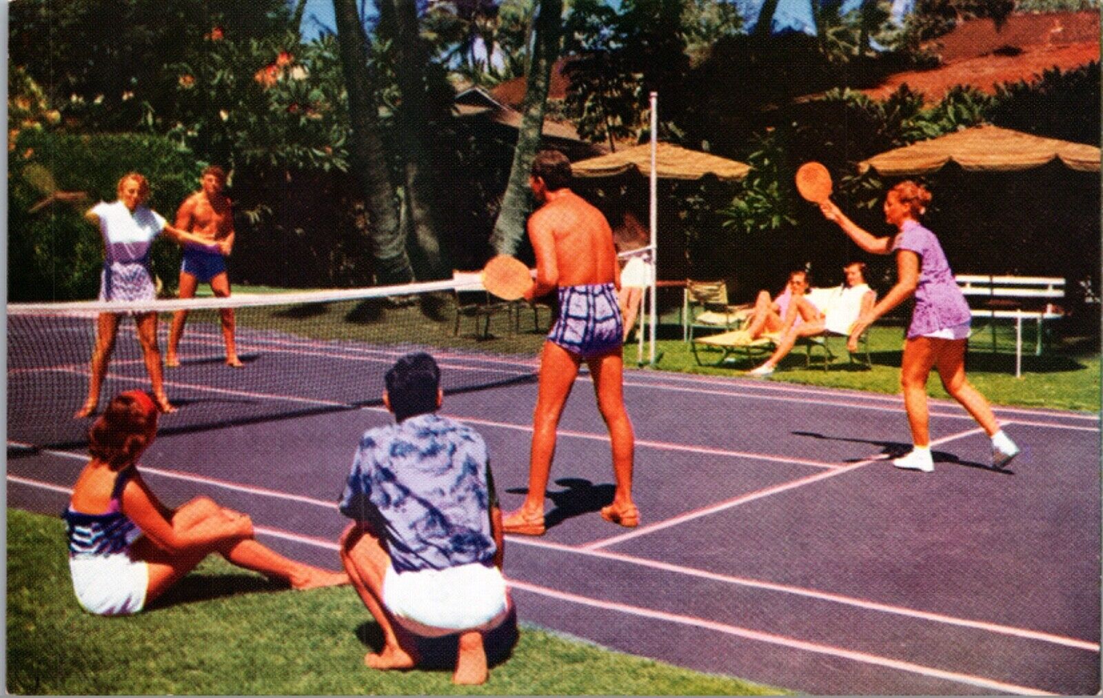 Postcard Tennis at the Halekulani Hotel and Bungalows Waikiki, Honolulu, Hawaii