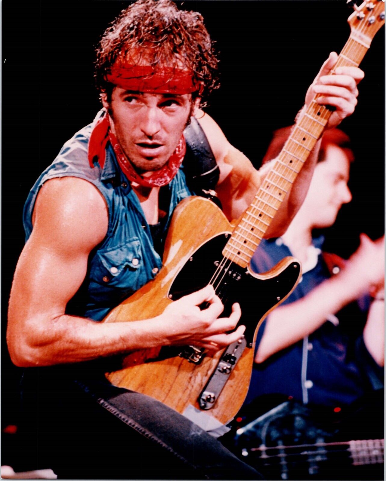 Bruce Springsteen iconic image 1980's on stage playing guitar vintage 8x10 photo