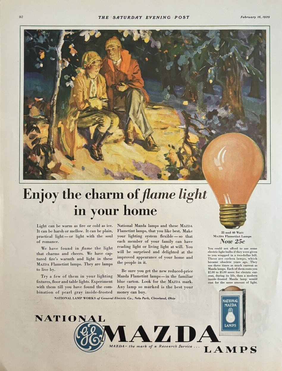 1929 National Mazda Lamps General Electric Nela Park Cleveland Vintage Print Ad