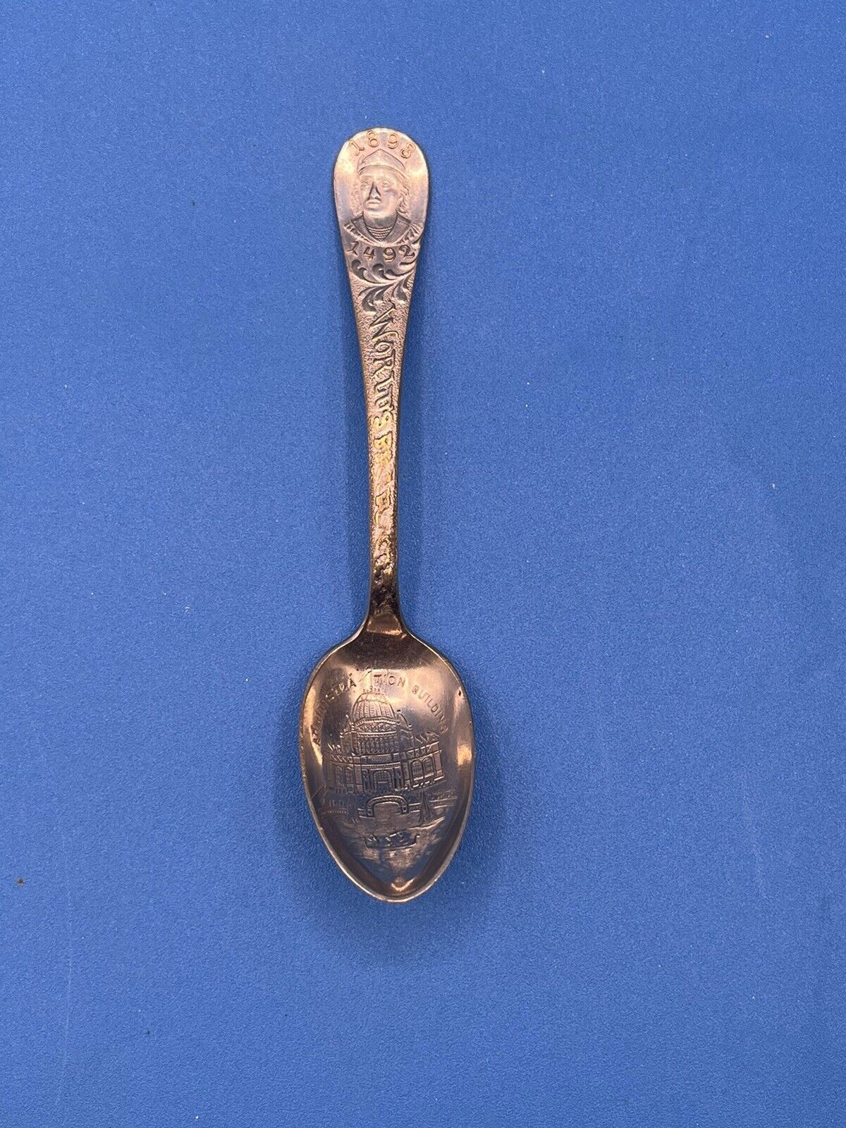 1893 World’s Fair Souvenir Spoon Columbus 1492 Silverplate
