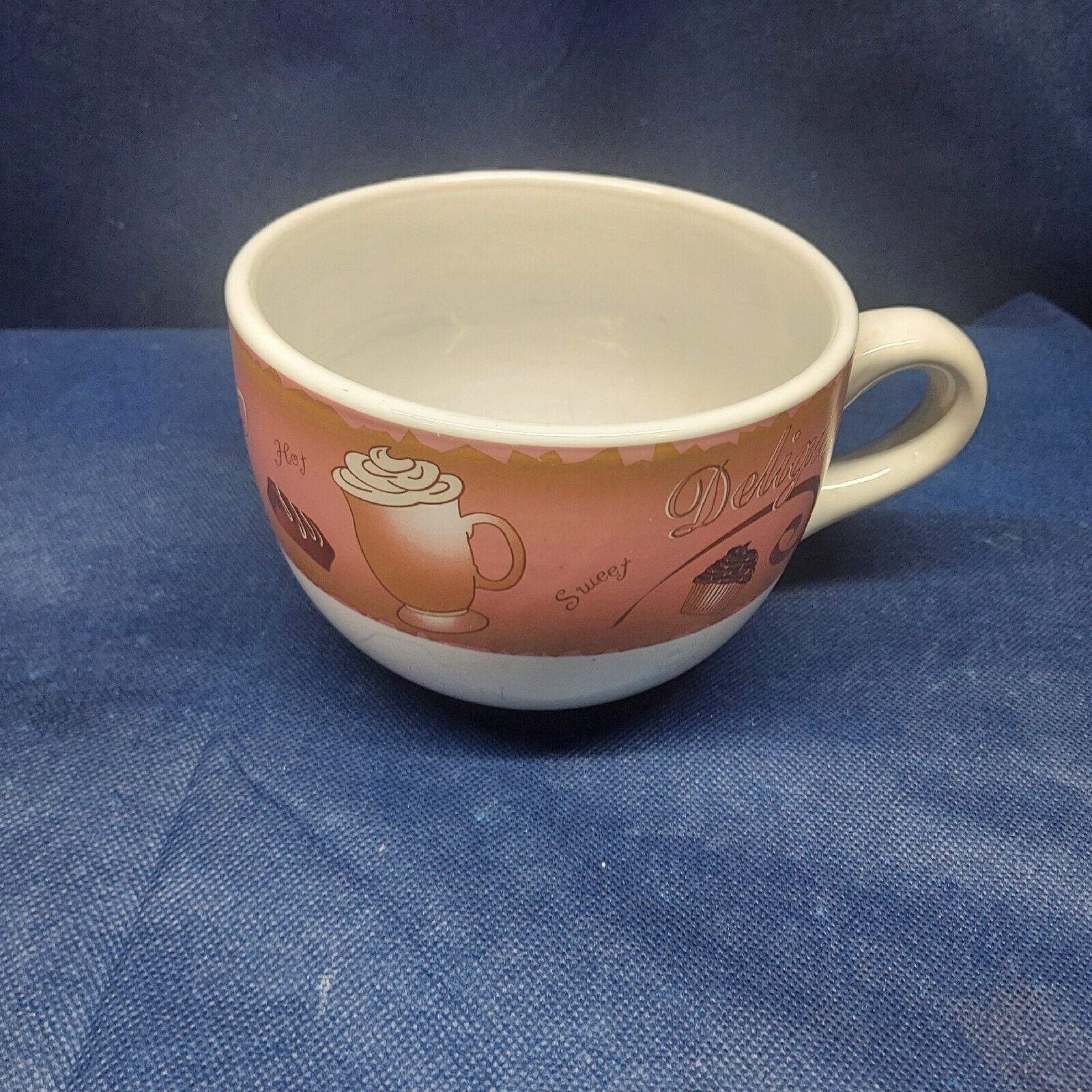 Vintage Trisa XL Ceramic Coffee Mug Coffee Themed Design 
