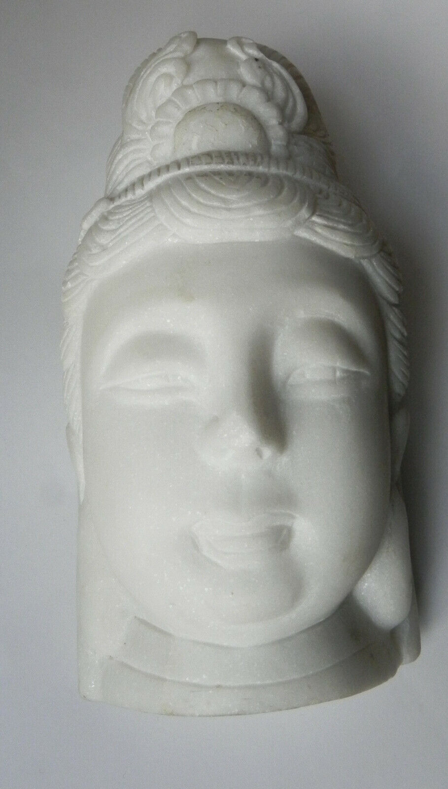 Old Carved White Marble Bust of KWAN YIN-early to Mid 20th C.