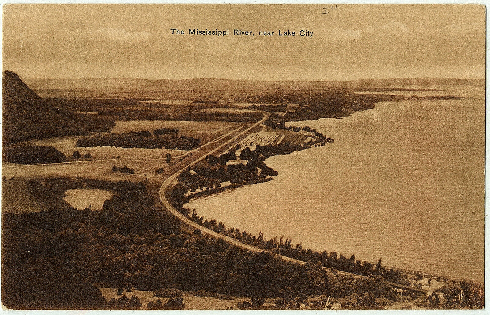 1901 Near Lake City MN Postcard Bird\'s Eye The Mississippi River RARE Minnesota