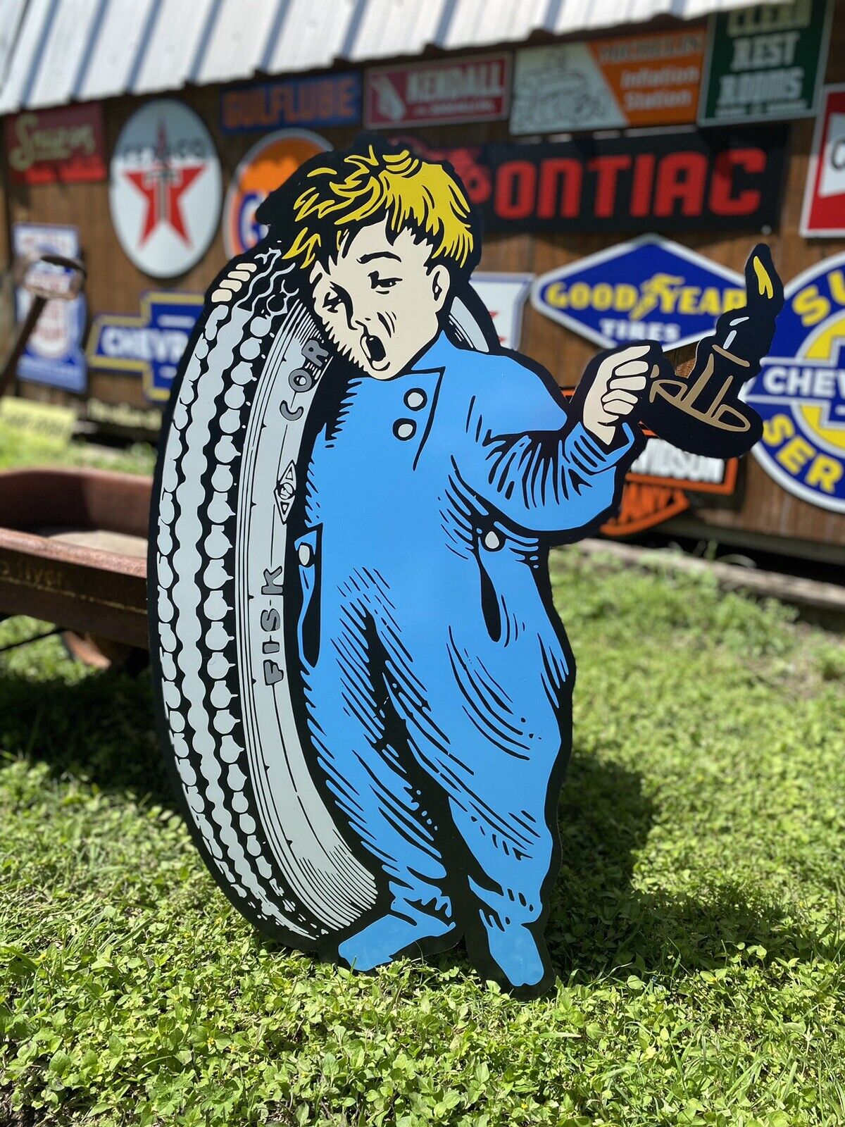 Antique Vintage Old Style Fisk Tires Boy Sign