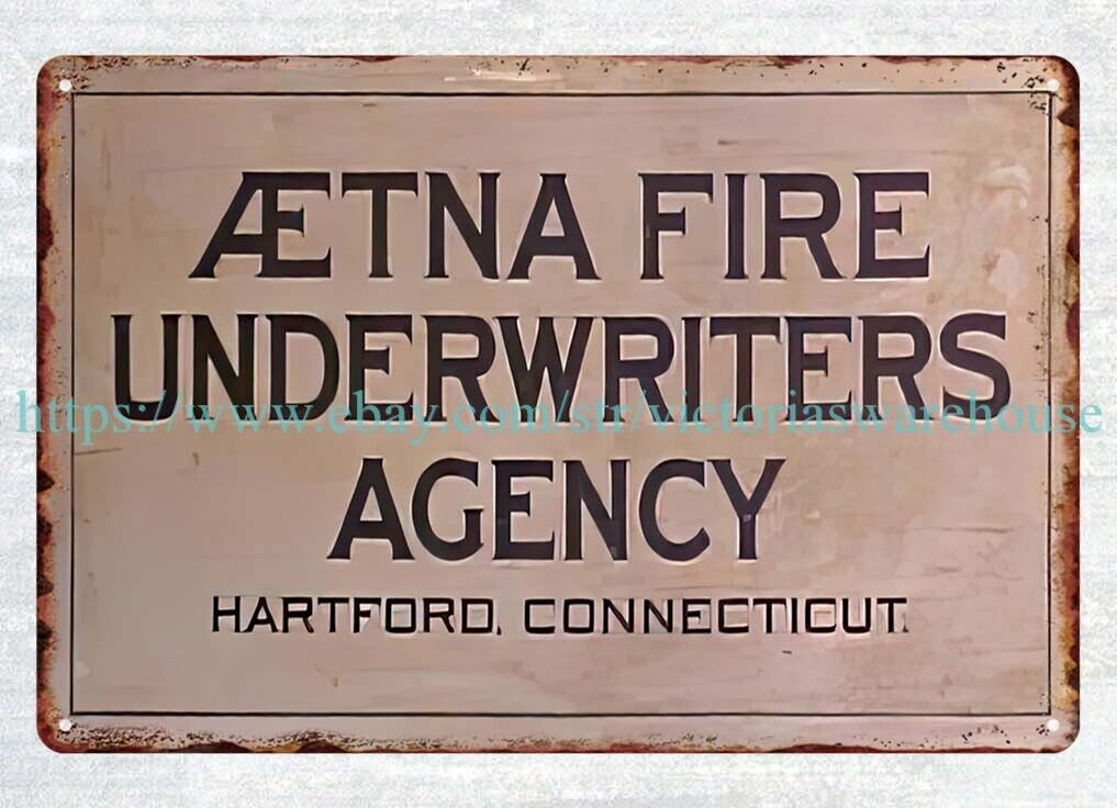 Aetna Fire Underwriters agency Hartford, Connecticut metal tin sign deco decor