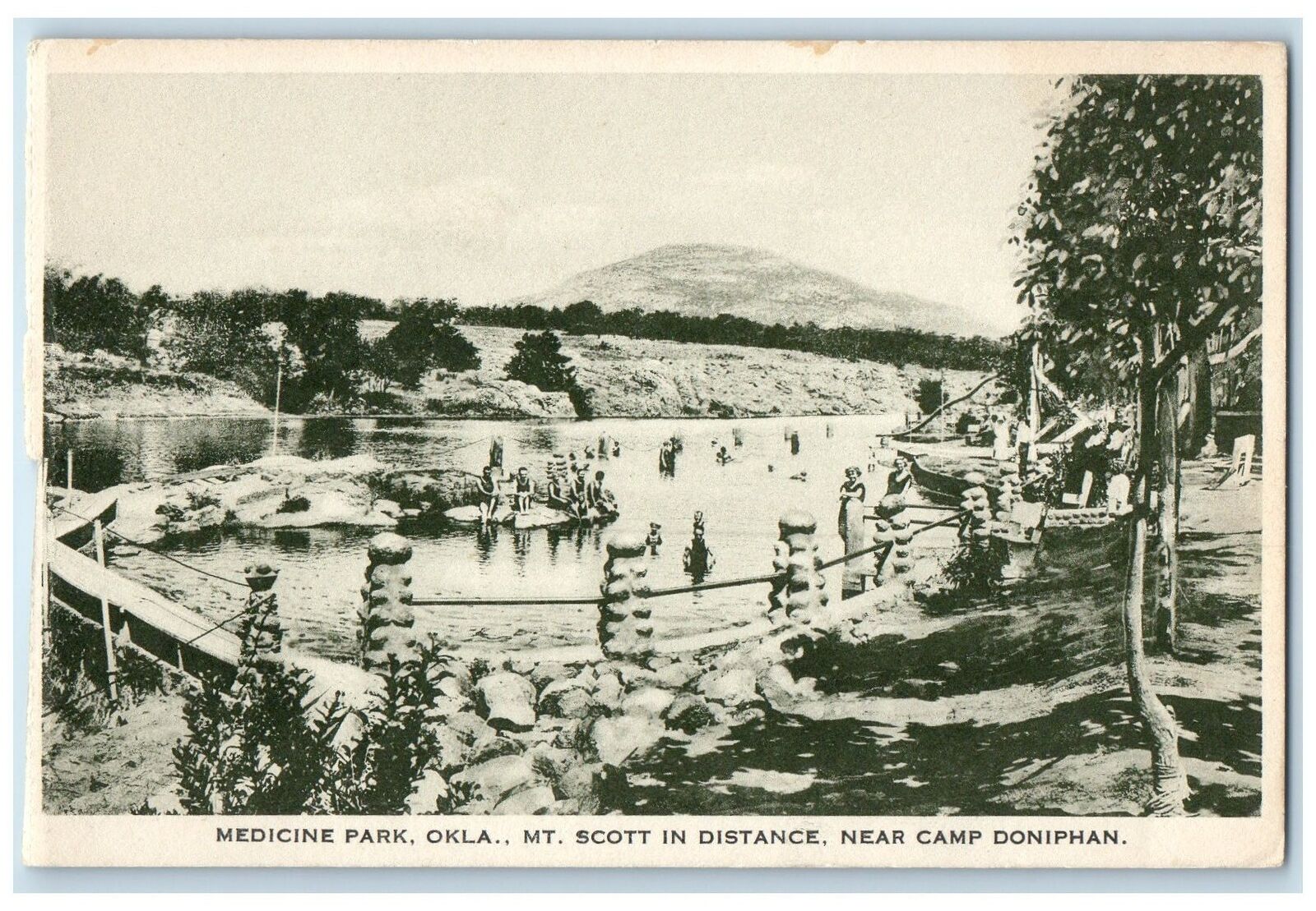 c1940's Mt. Scott Near Camp Doniphan Bathing Medicine Park Oklahoma OK Postcard