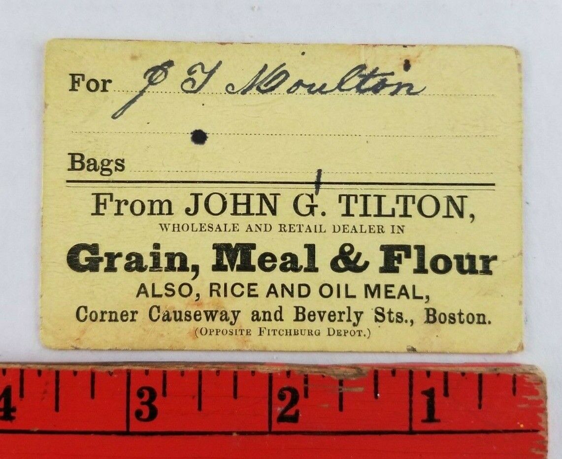 Vintage John Tilton Grain Meal Flour Rice Boston Massachusetts Business Card