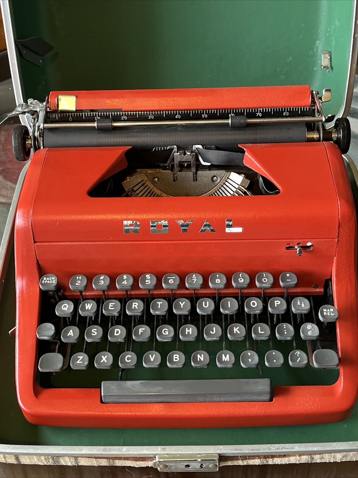 1955 Royal Senior Companion Typewriter Custom Red W/Case TTPD ~ Read Description
