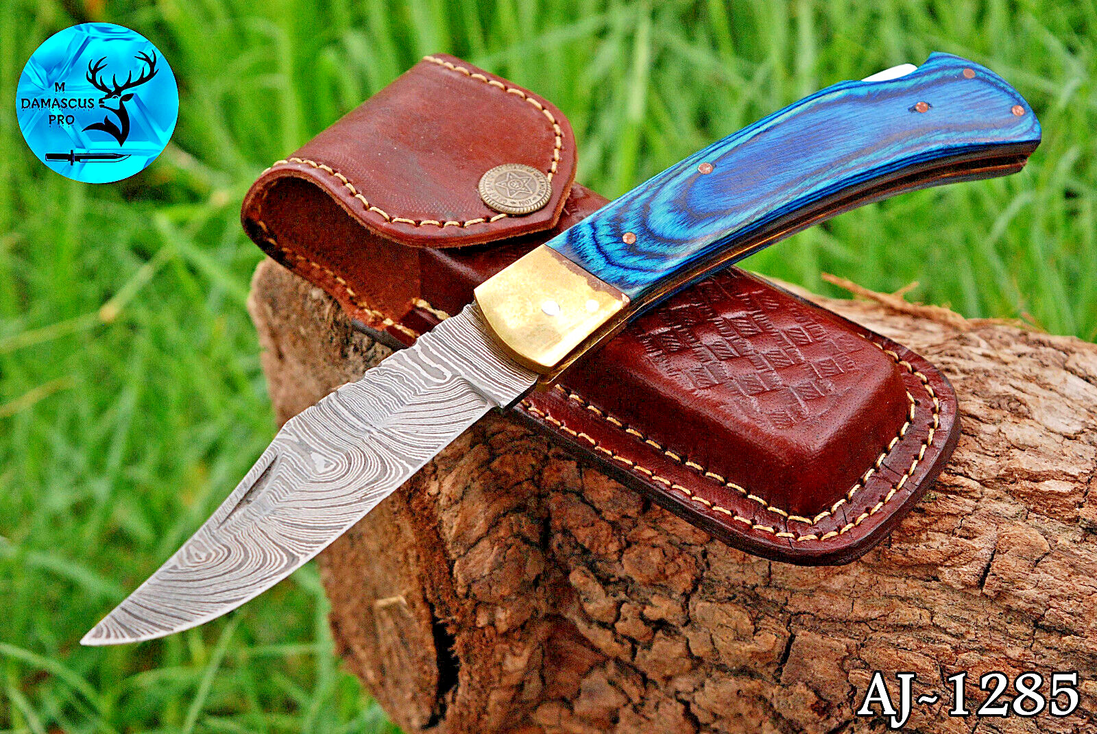 Damascus Steel Pocket Knife Hand Forged Backlock Folding Knife Handmade 1285