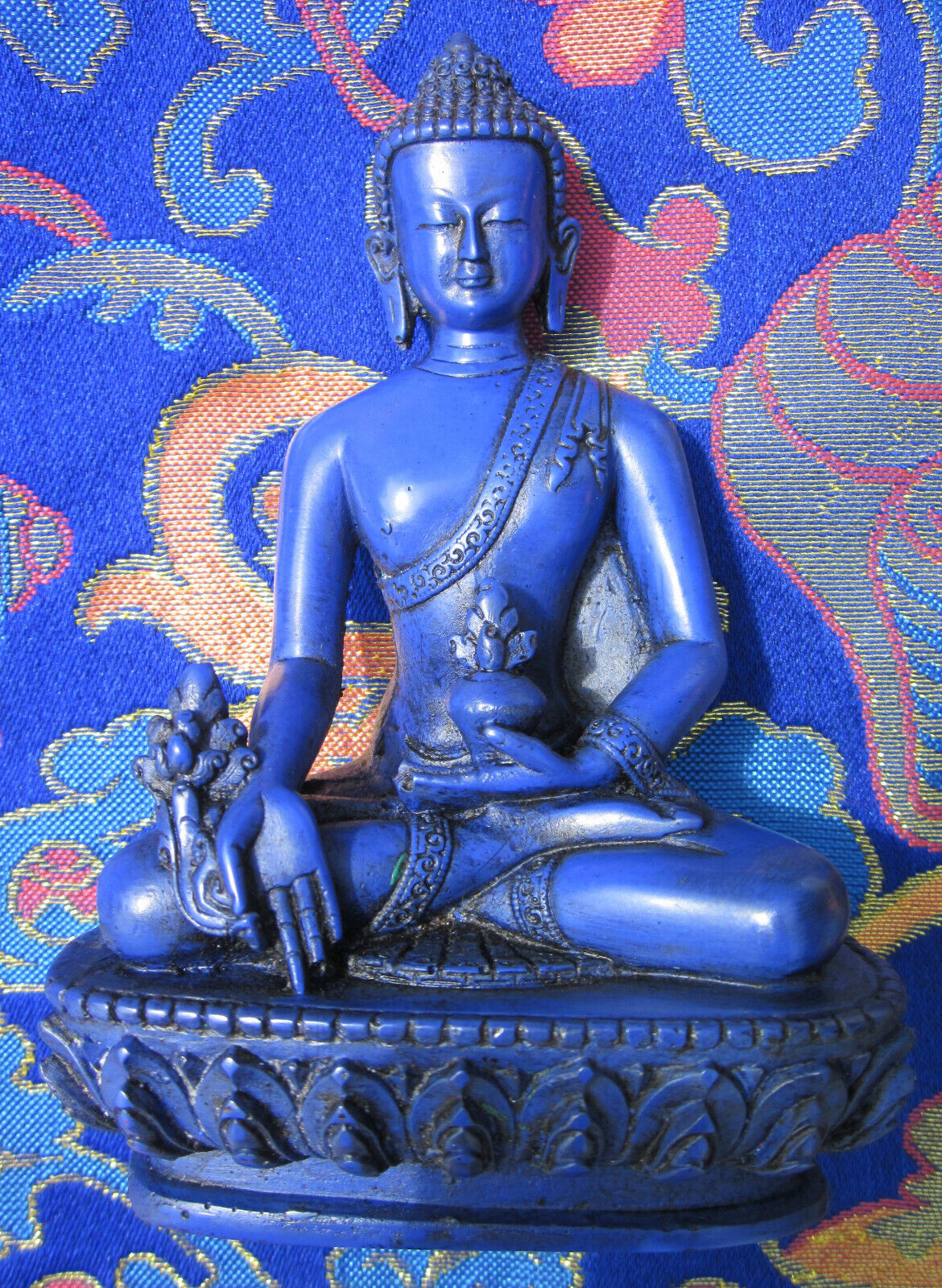 HEALING TIBETAN BUDDHIST BLUE MEDICINE BUDDHA (Bhaiṣajyaguru)  RESIN 5.5\