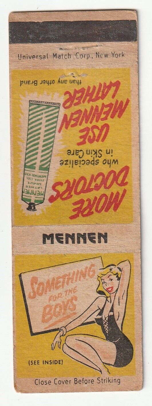 MATCHBOOK COVER - MENNEN LATHER SHAVE CREAM - RISQUE GIRLIE