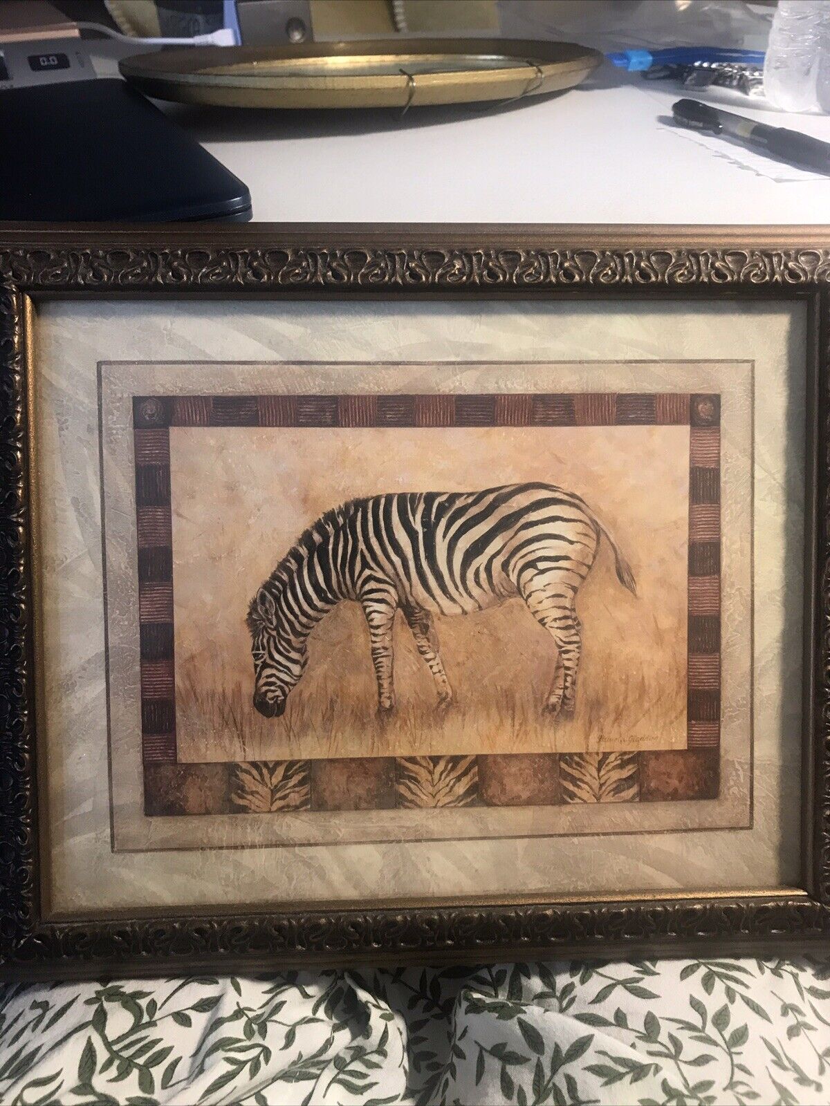 Vintage Zebra Lithograph Safari Look 9.5” X 11.5”