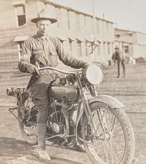 WWI RPPC MP Harley-Davidson Uniform Goggles Sidearm Postcard KS Geo M. Winstead