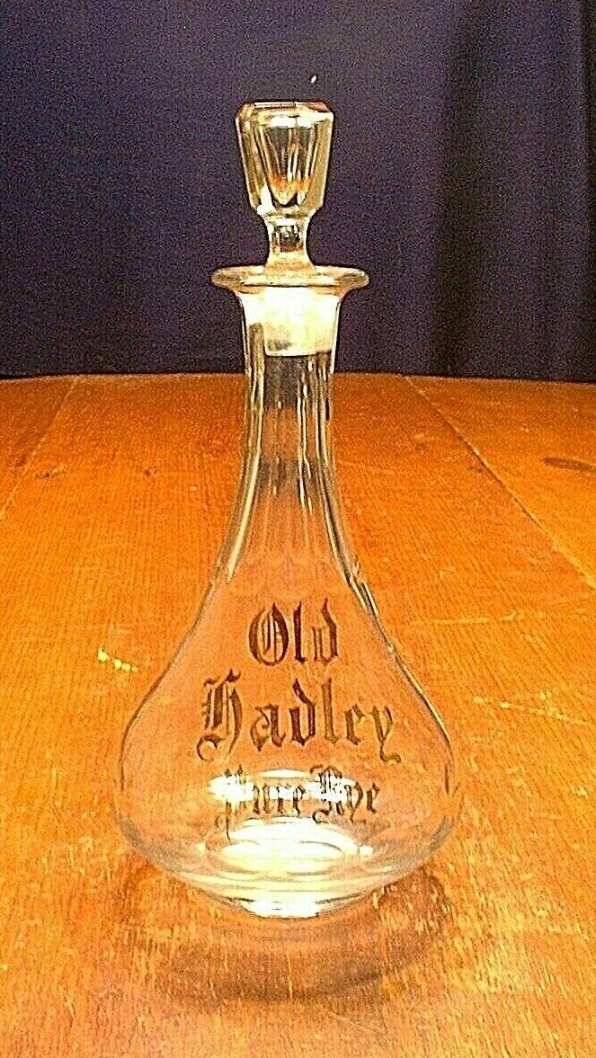RARE Antique Old Hadley Rye Whiskey Cut Glass Bar Bottle