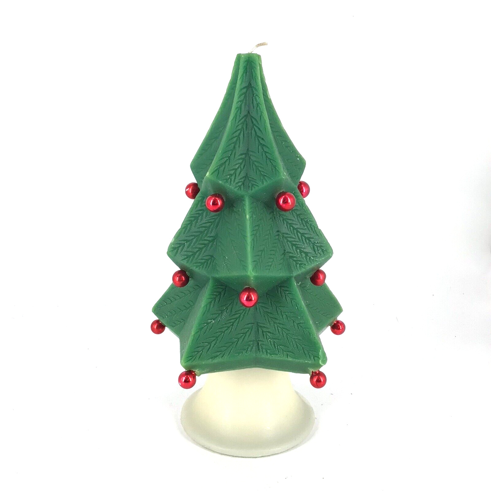 Vintage Candle 2 Pc Decorated  Christmas Tree Shaped Wax Candle 9\
