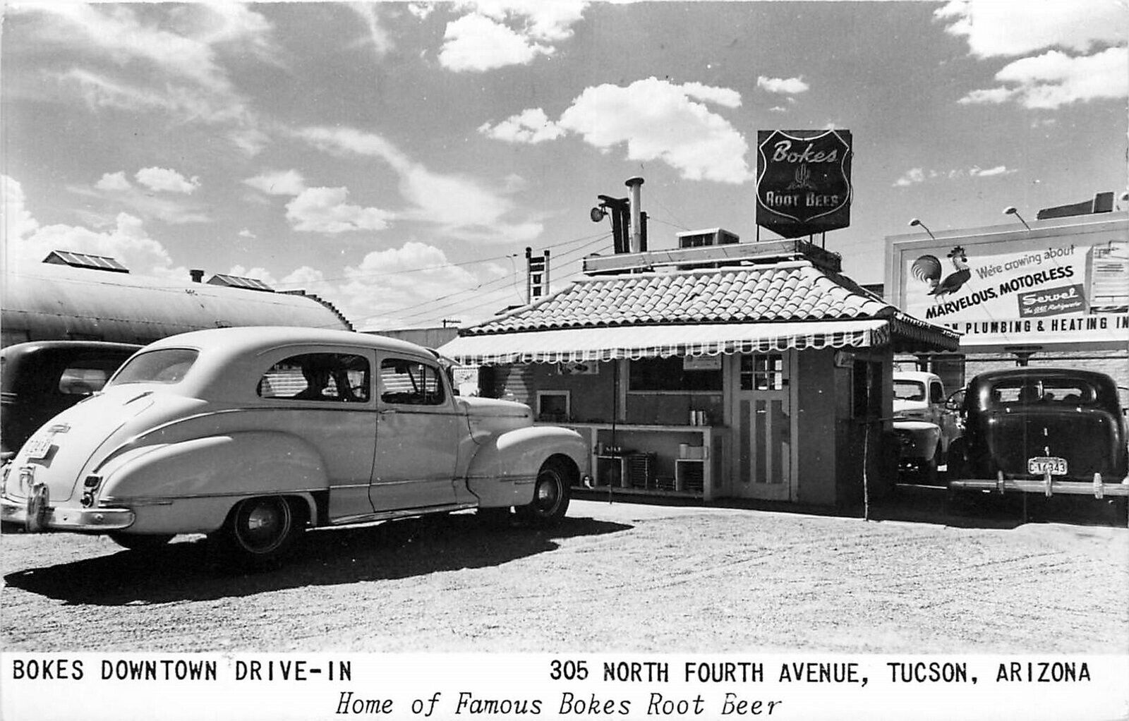 Postcard RPPC 1940s Arizona Tucson Bokes Downtown Drive In Restaurant AZ24-2260