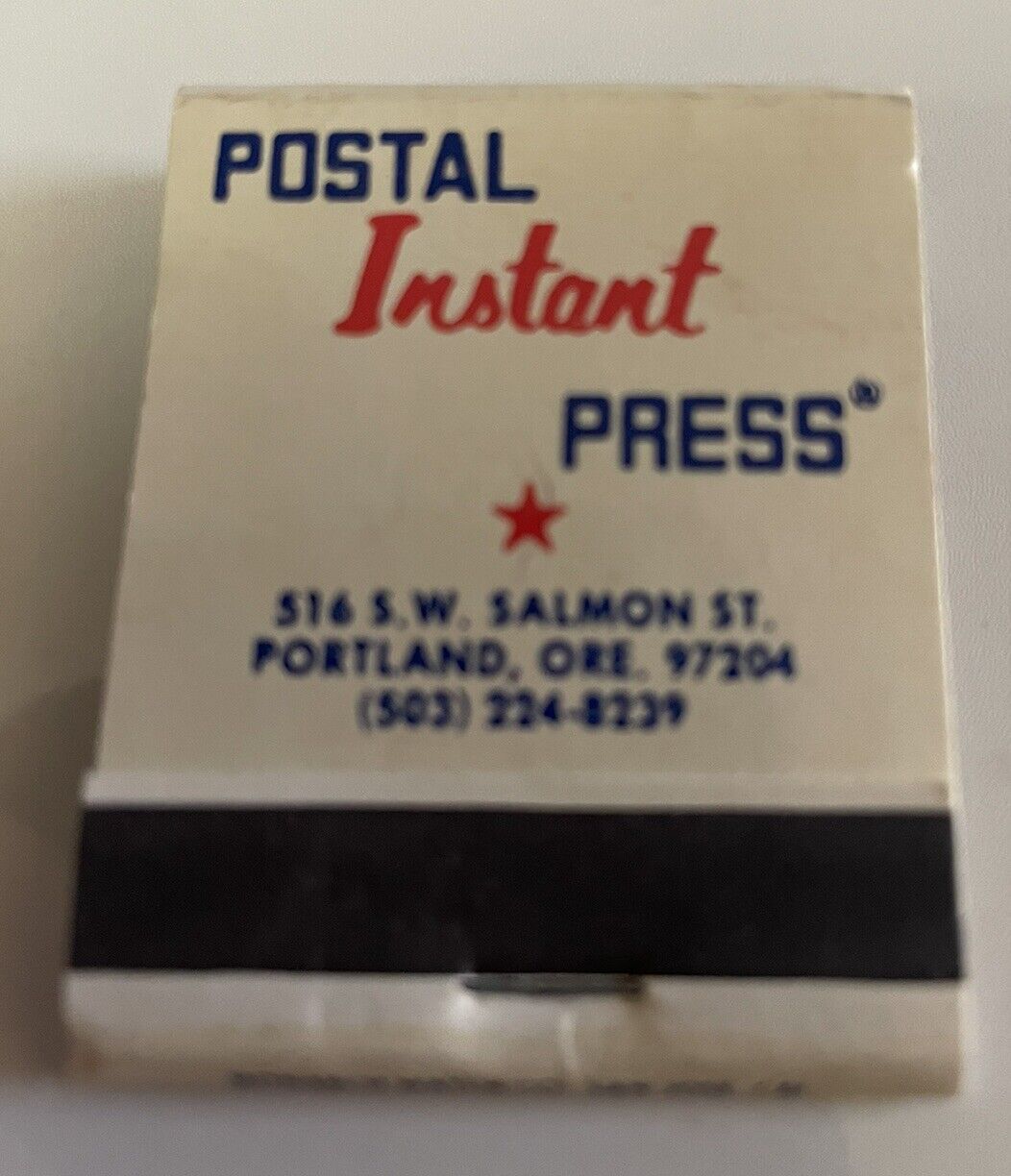 Vtg  1960-70’s Postal  Instant Press PIP  Portland , OR Matchbook Full Unstruck