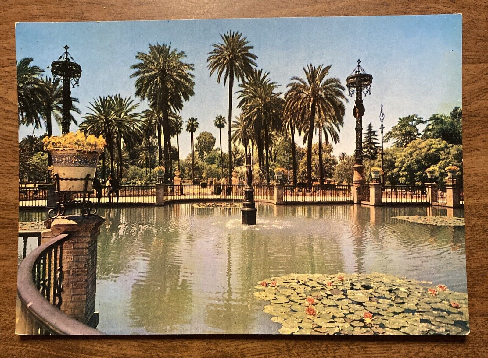 Vintage Sevilla Plaza de America The America Square Pond Spain Postcard P6L8