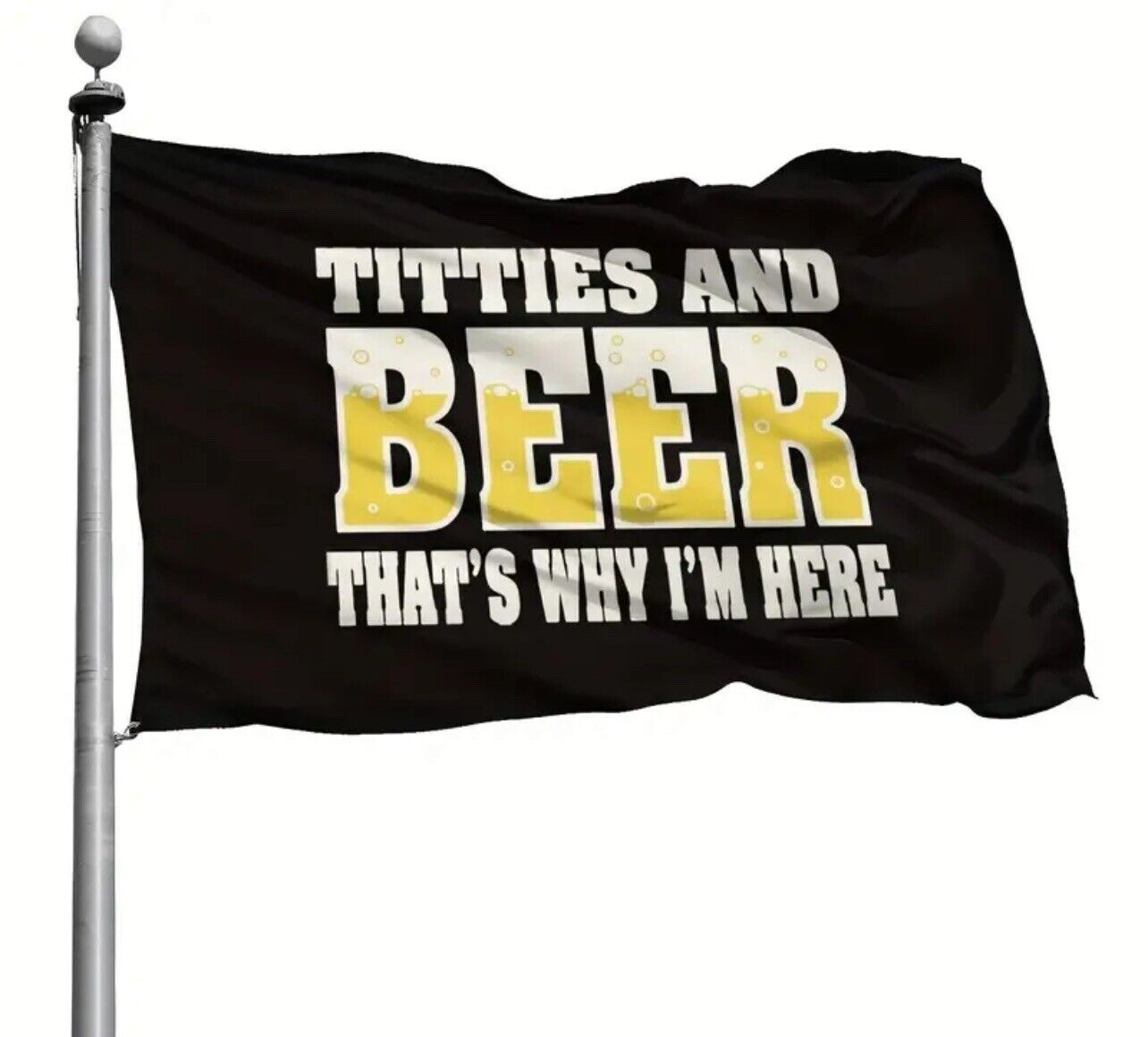 1pc Black Humorous Beer  Flag - Titties & Beer Design,  garage Decor