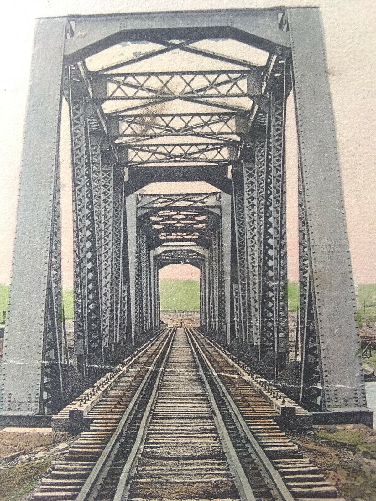 Vintage postcard. N.P. bridge Laurel,  Montana. Railroad. PMK 1914