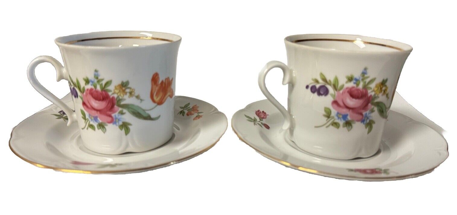 2 Sets Vintage JL Mean Coffee/Tea Cup and Saucer Germany