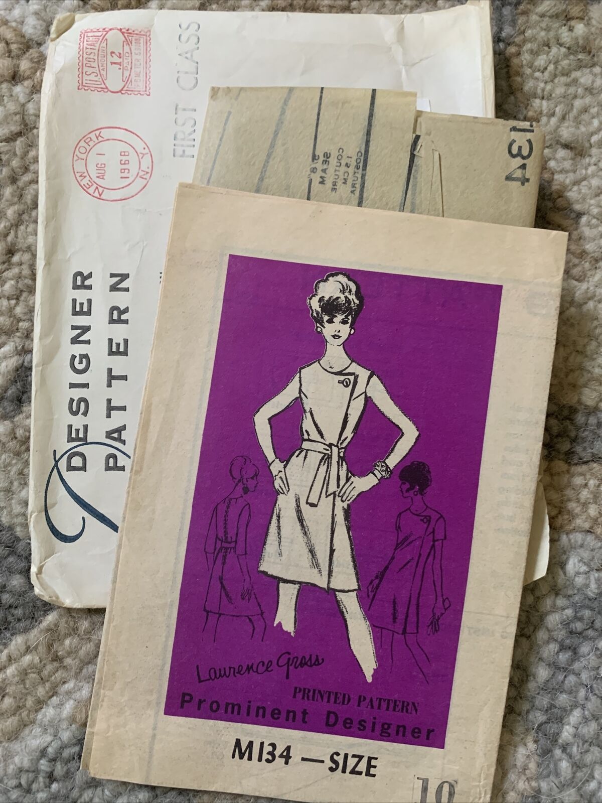 Vintage Prominent Designer Lawrence Gross Pattern Dress M134 Size 10 1968